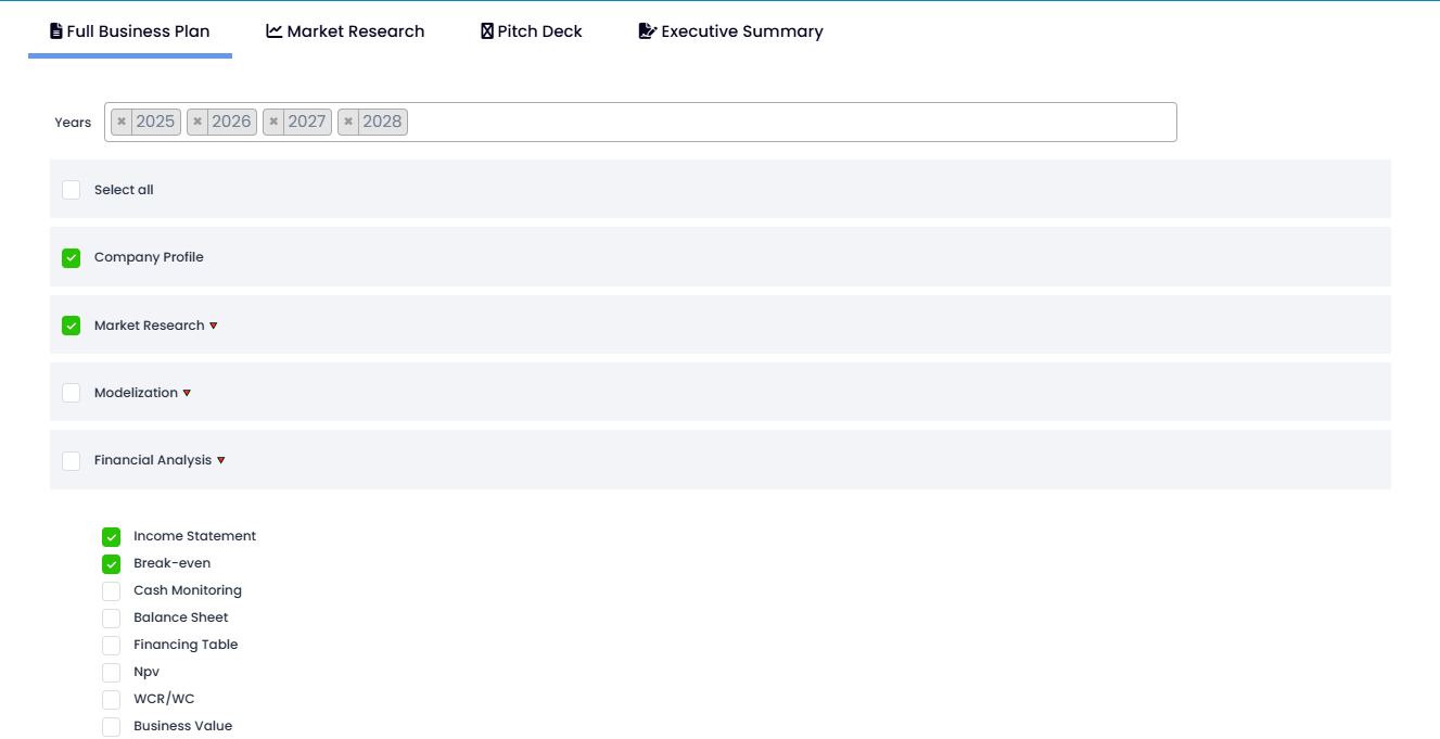 BPC-AI : Export Business Plan Professionnel en PDF Export du business plan BPC-AI en PDF avec tableaux financiers, graphiques, analyse IA et structure professionnelle prête à présenter.